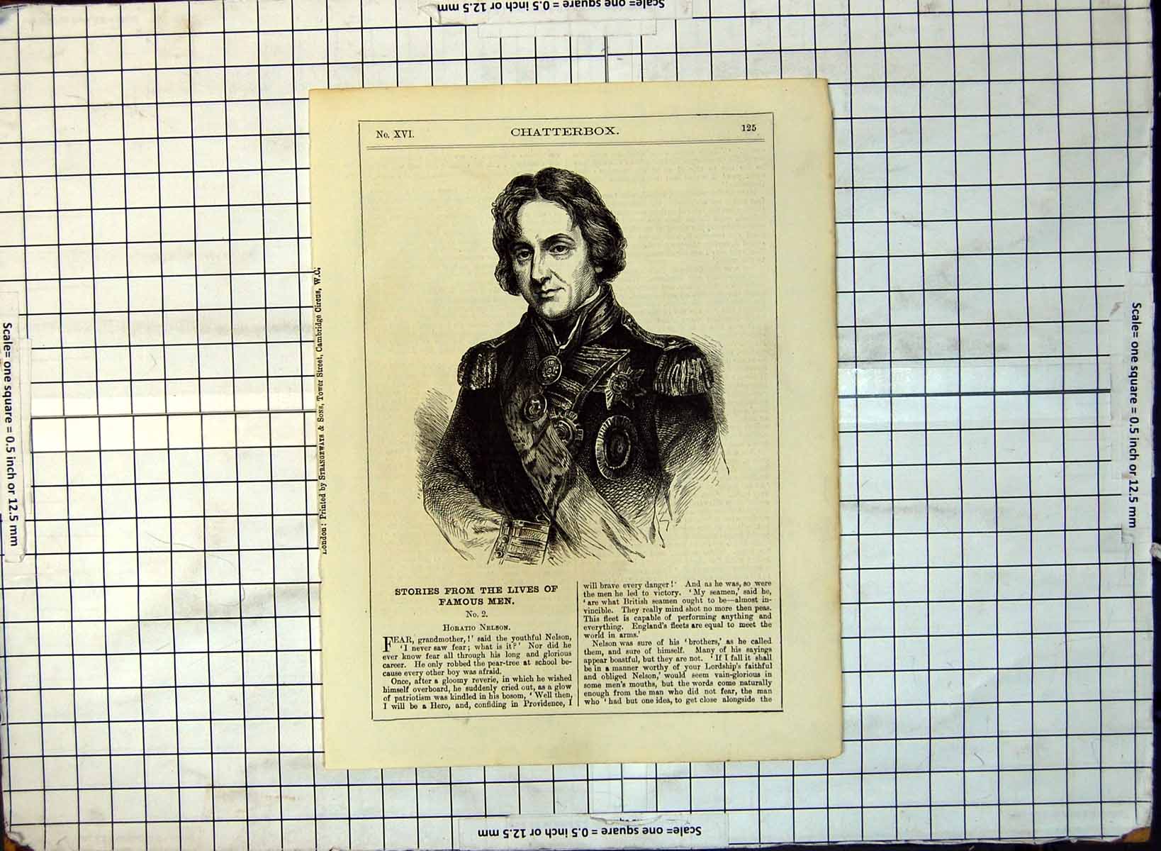 Antique Print Horatio Nelson Portrait Sash Lost Arm Sketch Decorations 186G 19th
