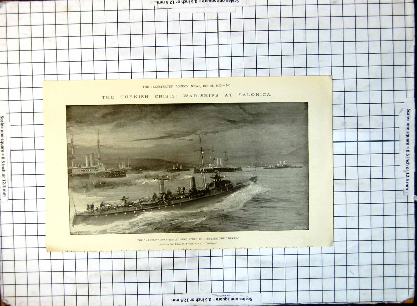Old Turkish Crisis War-Ships Salonica Ardent Overtaking Dryad 1895 194G 19th