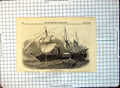Old Print Missing Steamer Forth Funnel Three Masts At Sea Smyth 1849 201G 19th