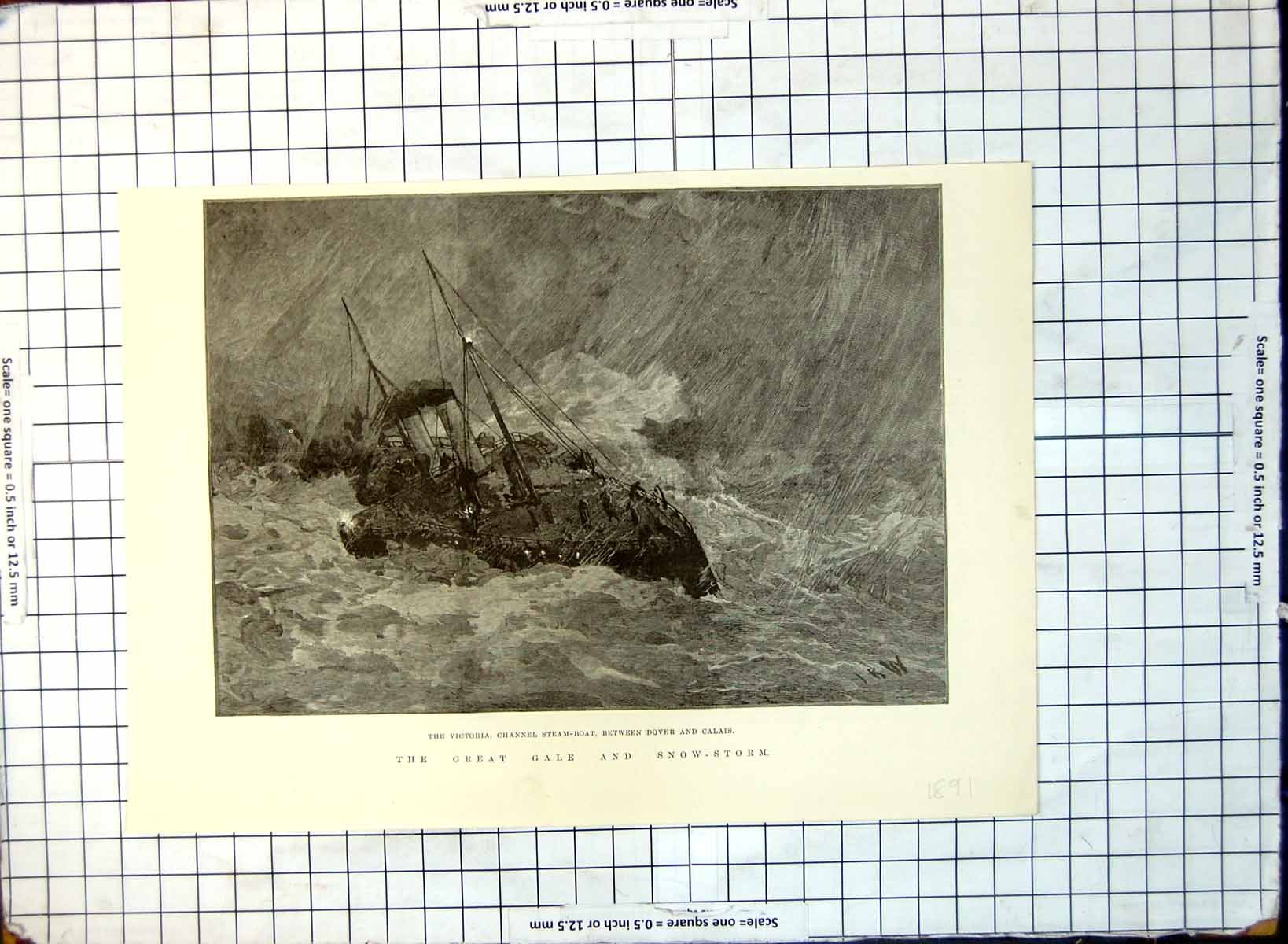 Old Victoria Channelsteam Boat Between Dover Calais Great Gale 1891 215G 19th