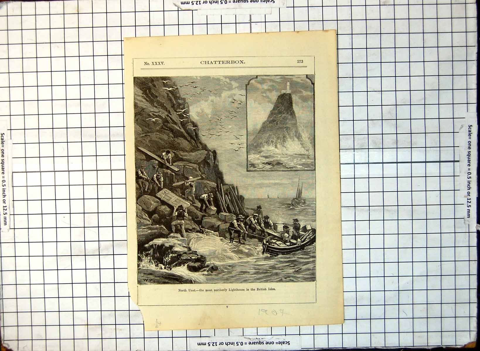 Old North Unst Most Northerly Lighthouse British Isles Supplies 1904 220G 20th