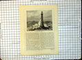 Old Print Bishop Rock Lighthouse Waves Ships Sailing Steamer Sea Sky 234G