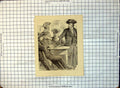 Old Print er Military / Naval Gentlemen Seated Standing Pipe Smoking 248G