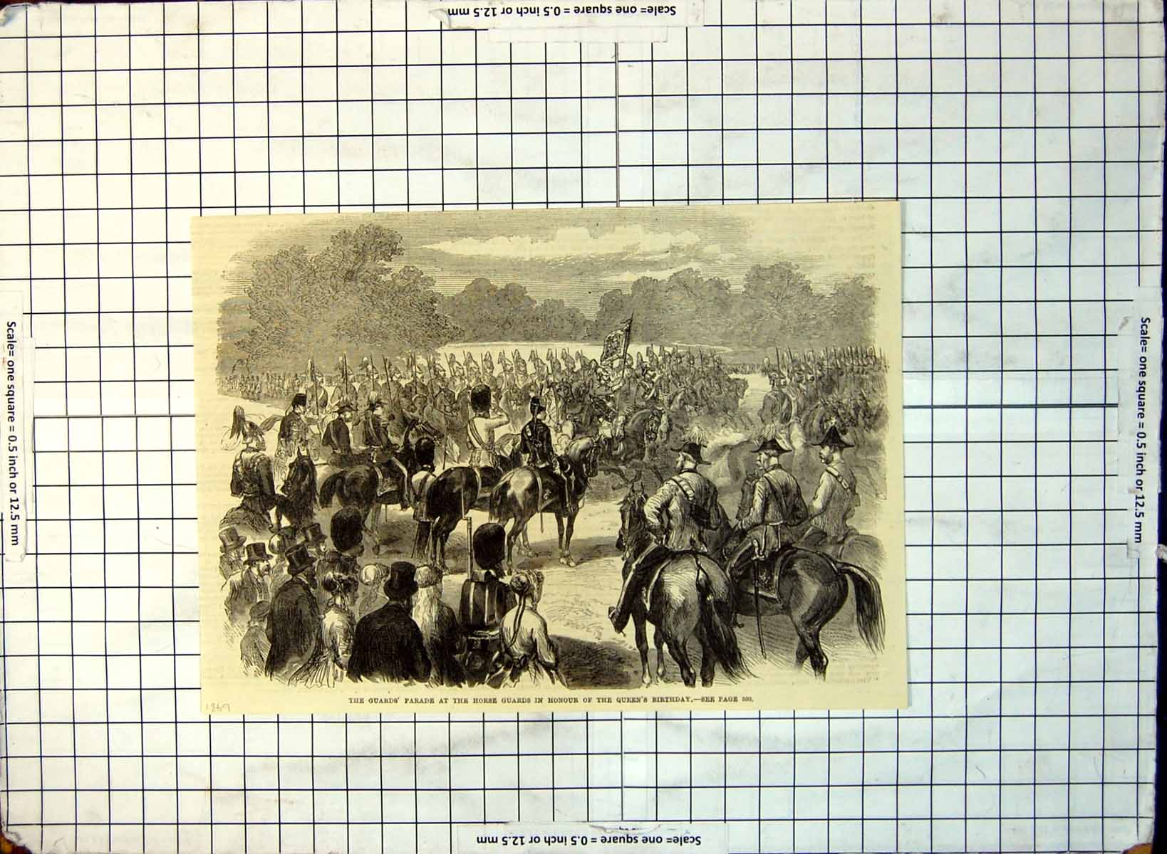 Antique Print Guards' Parade Horse Guards Honour Queen'S Birthday 1869 252G 19th