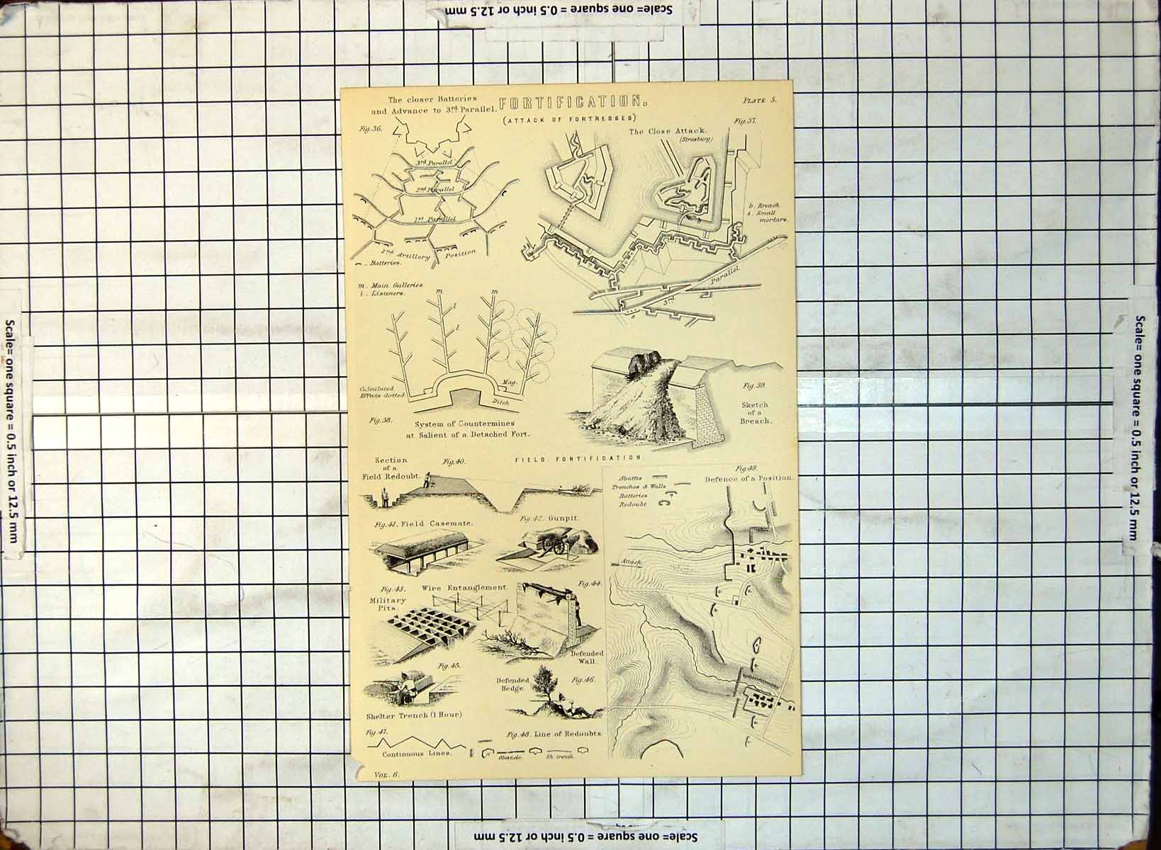 Print Fortification Attack Fortresses Parallel Close Breach Field C1890'S 264G