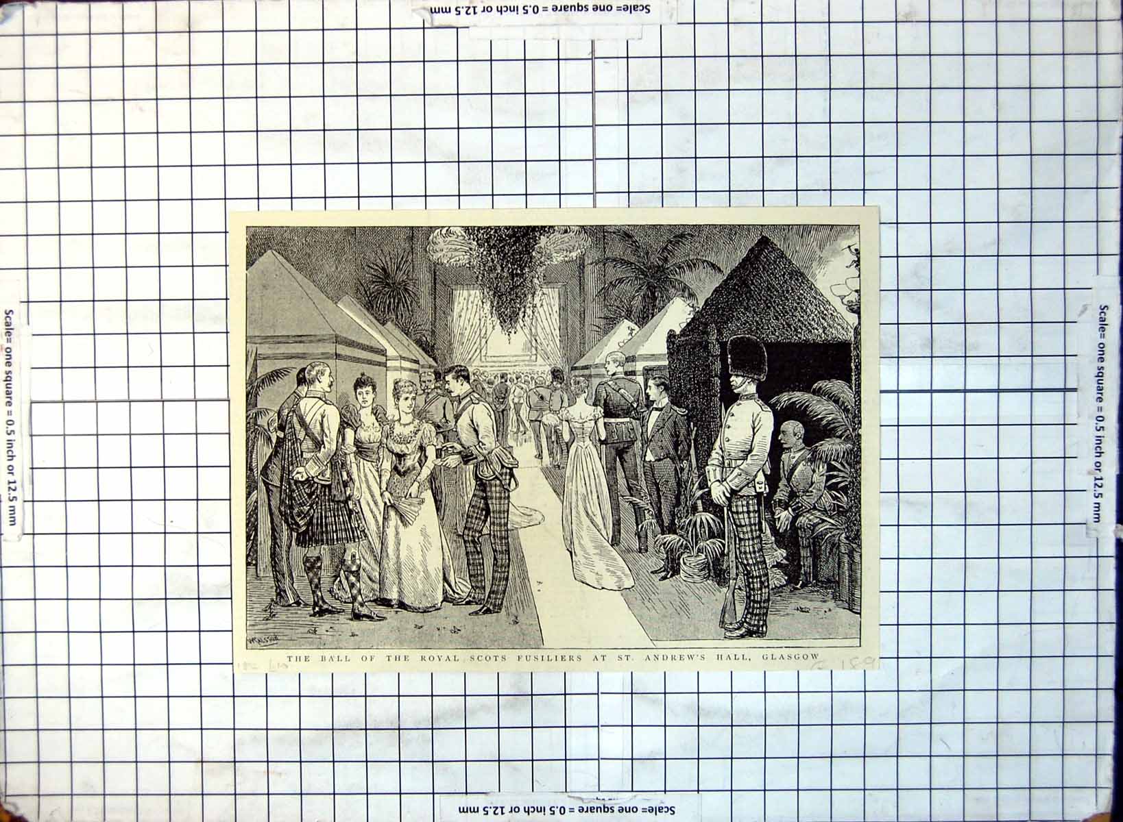 Old Ball Royal Scots Fusiliers St Andrew'S Hall Glasgow Tartan 1892 279G 19th