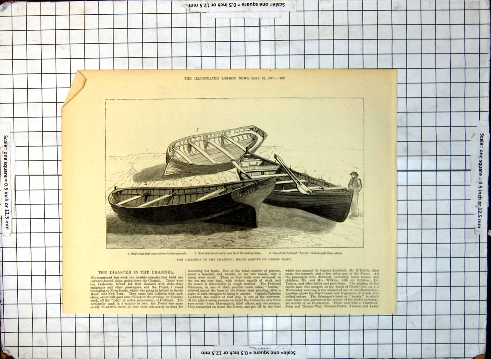 Old Avalanche Forest Collision Channel Chesil Bank Rescue Boats 1877 289G 19th