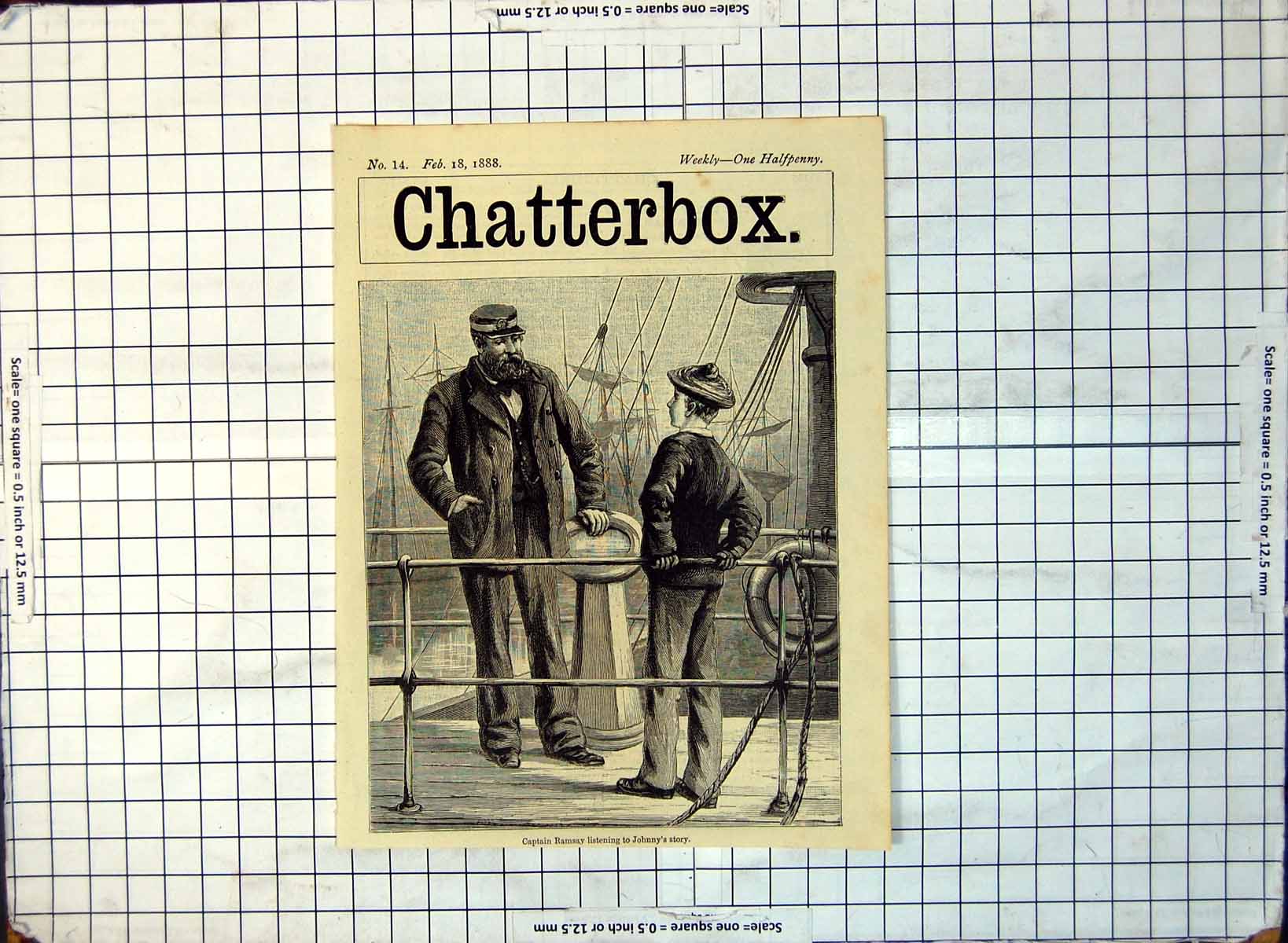 Old Captain Ramsay Listening Johnny'S Story Deck Ship Sailing 1888 307G 19th
