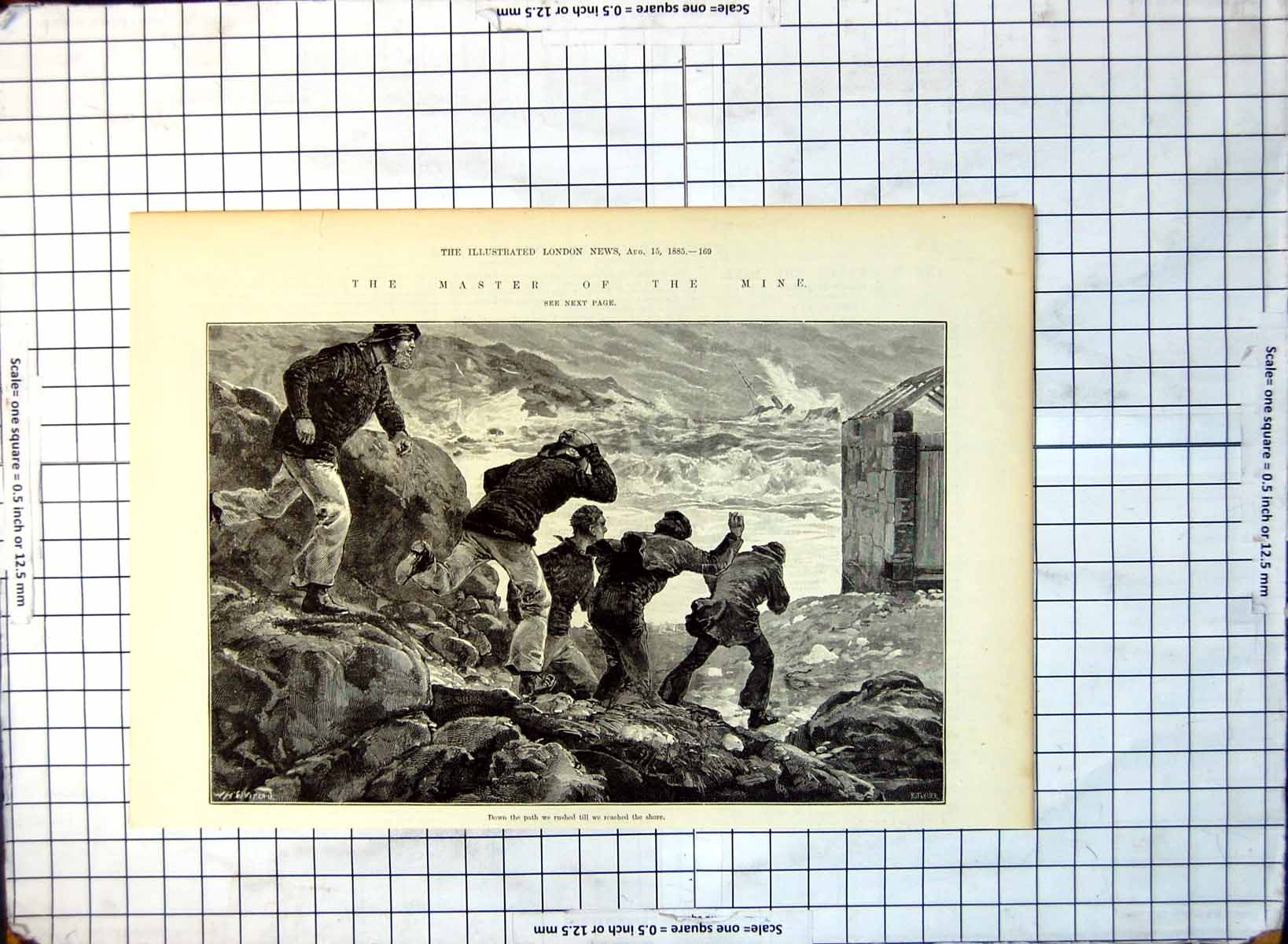 Old Wh Overend Wreck Offshore Five Men Rushing Shore Building 1885 313G 19th