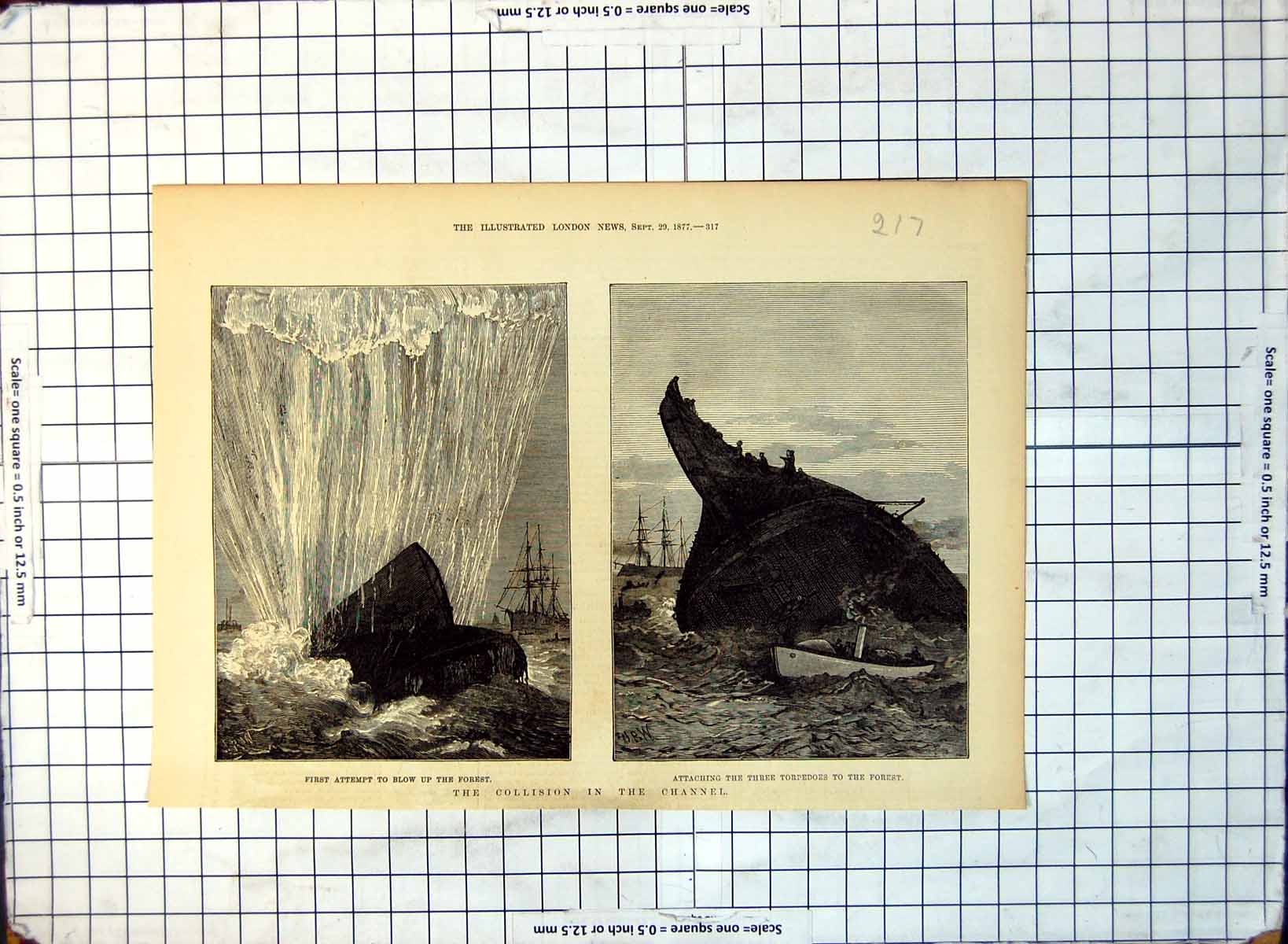 Old Collision Channel Forest Attempt Blow Attaching Torpedoes 1877 316G 19th