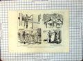 Old Sketches Volunteer Camp Wimbledon Ladies Treading Puddles 1887 321G 19th