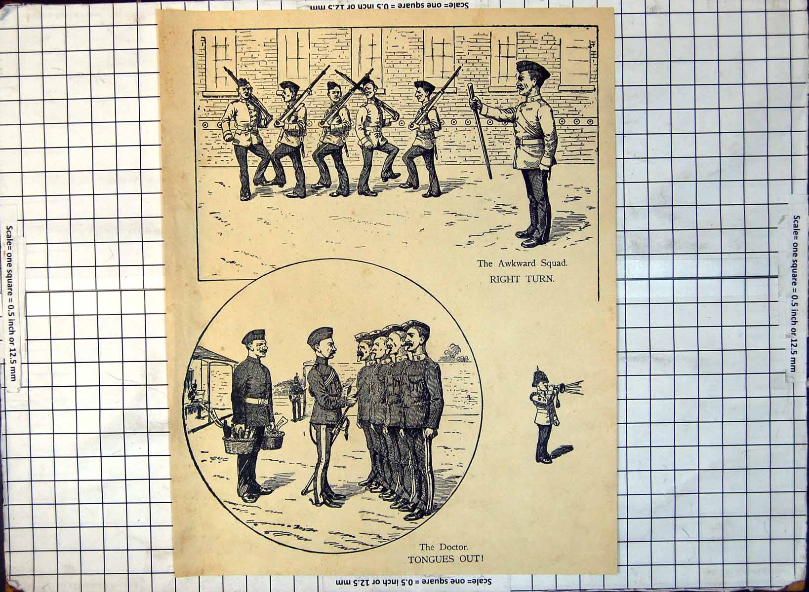 Old Print Awkward Squad Right Turn Messing Updrill Doctor Tongues Out 322G