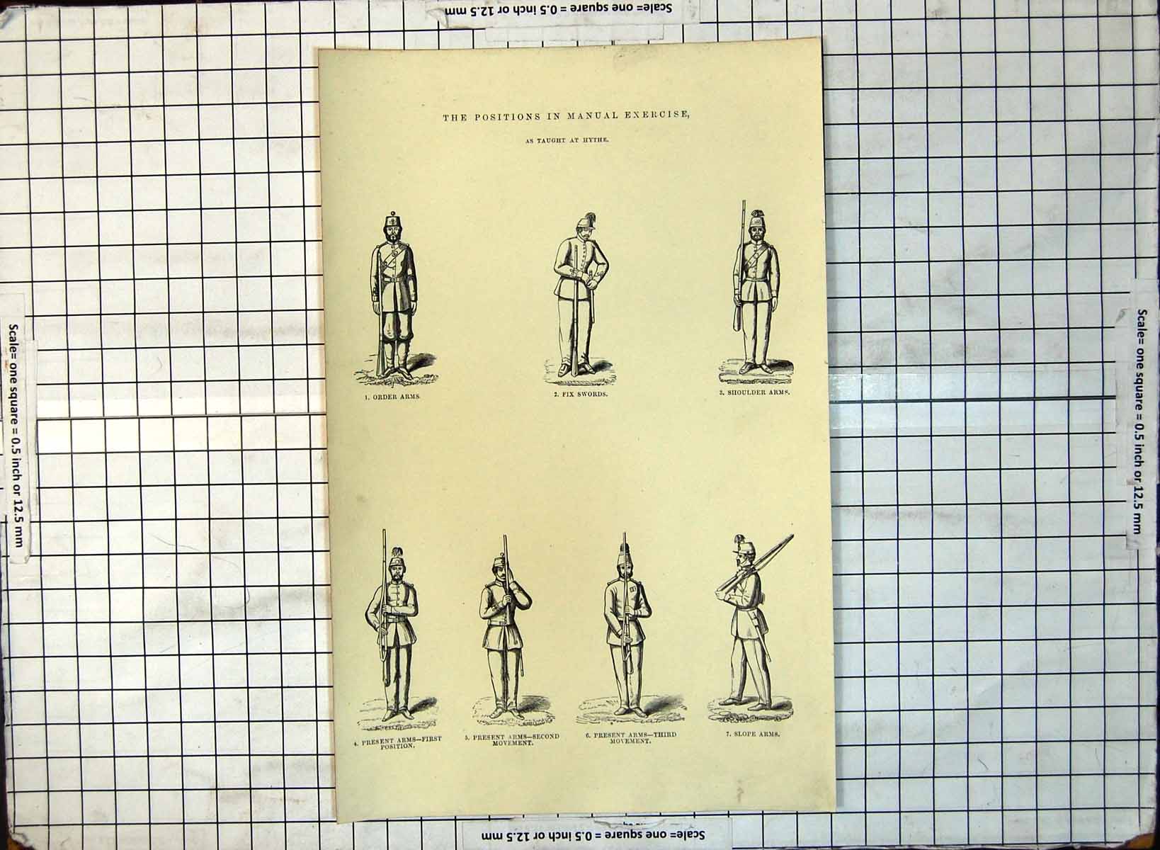 Old Positions Manual Exercise Order Arms Fix Swords Shoulder C1850'S 323G 19th