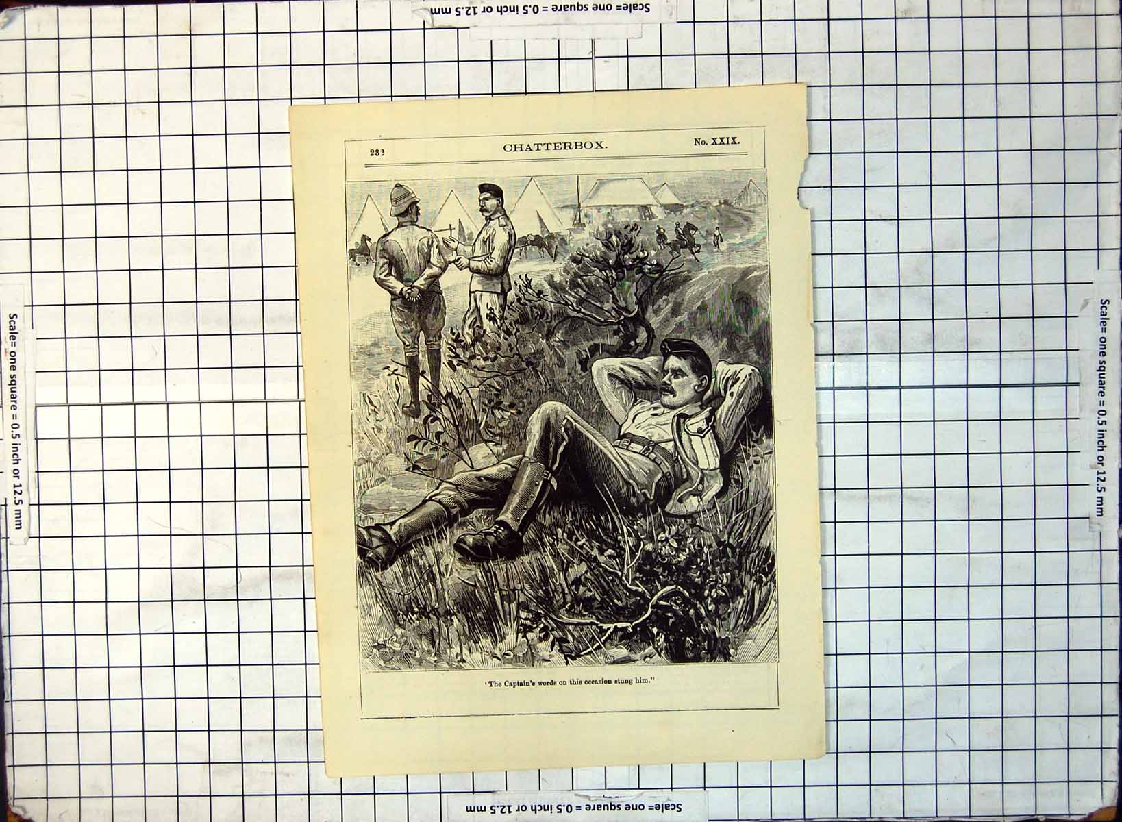 Antique Print Sier Reclining Grass Captains Words Stung Him Tents 1891 325G 19th