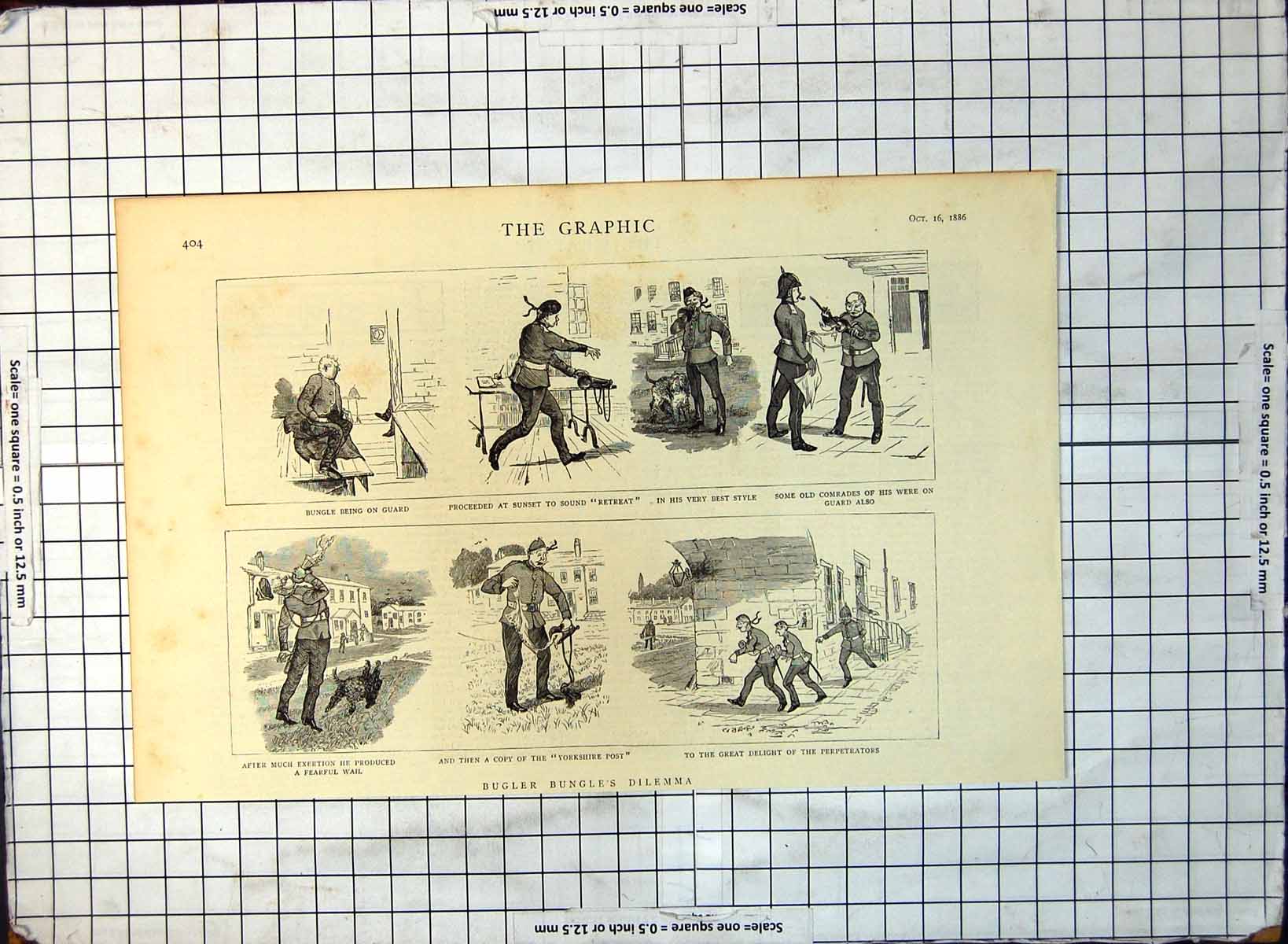 Old Comic Strip Sounding Retreat And Copy Yorkshire Post Wail 1886 326G 19th