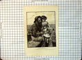 Old Fisherman Bearded Steering Boat Small Girl Sat Knee Child Creel 333G