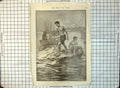 Old Harbour Buoy Two Lads Afloat Swimming Trunks Man Rowing 1905 335G 20th