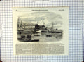 Old Launch H.M. Steam Gun-Vessel Hardy Bristol Onlookers Text 1856 343G 19th