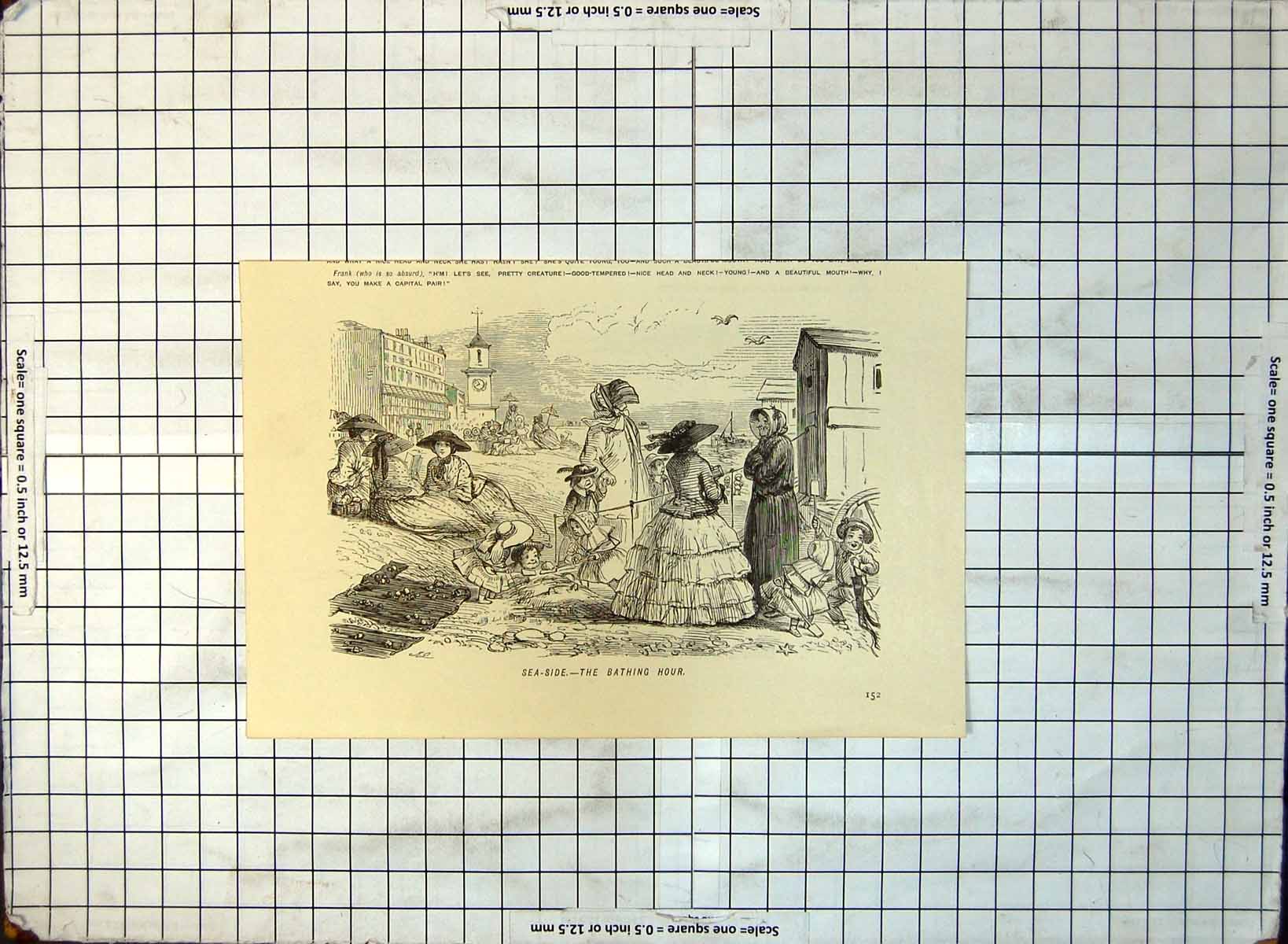 Old Seaside Bathing Hour Dresses Hats Children Cartoon Ladies Train 413RG