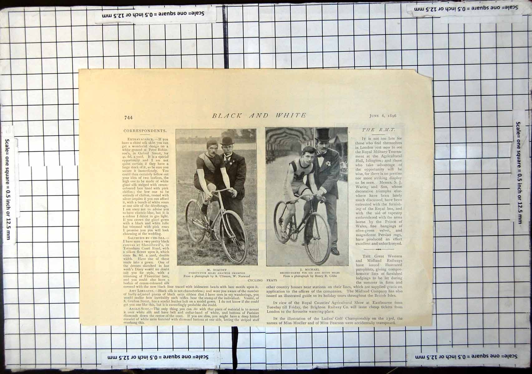 Old M Diacoff 25 Mile Amateur Cycling Champion J Michael Record 1896