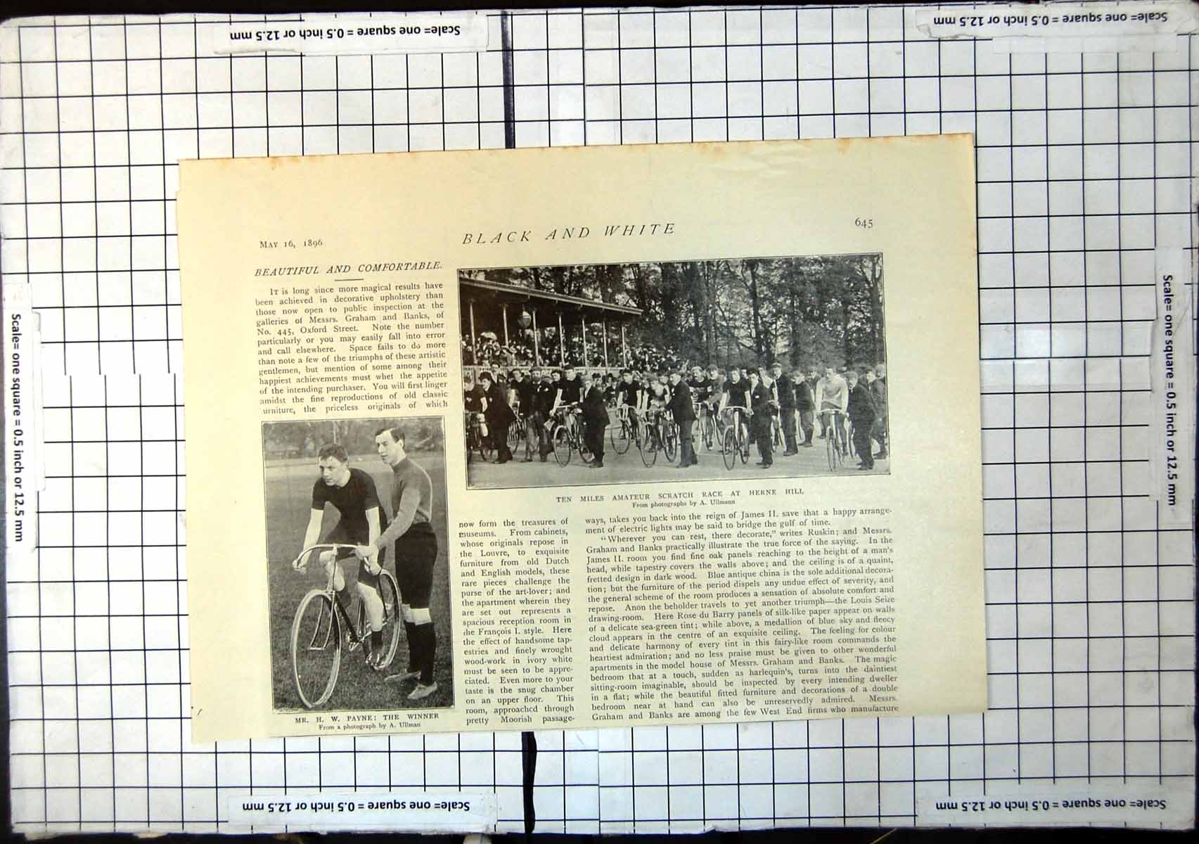 Old Start 10 Miles Amateur Cycling Race Herne Hill Hw Payne Winner 1896