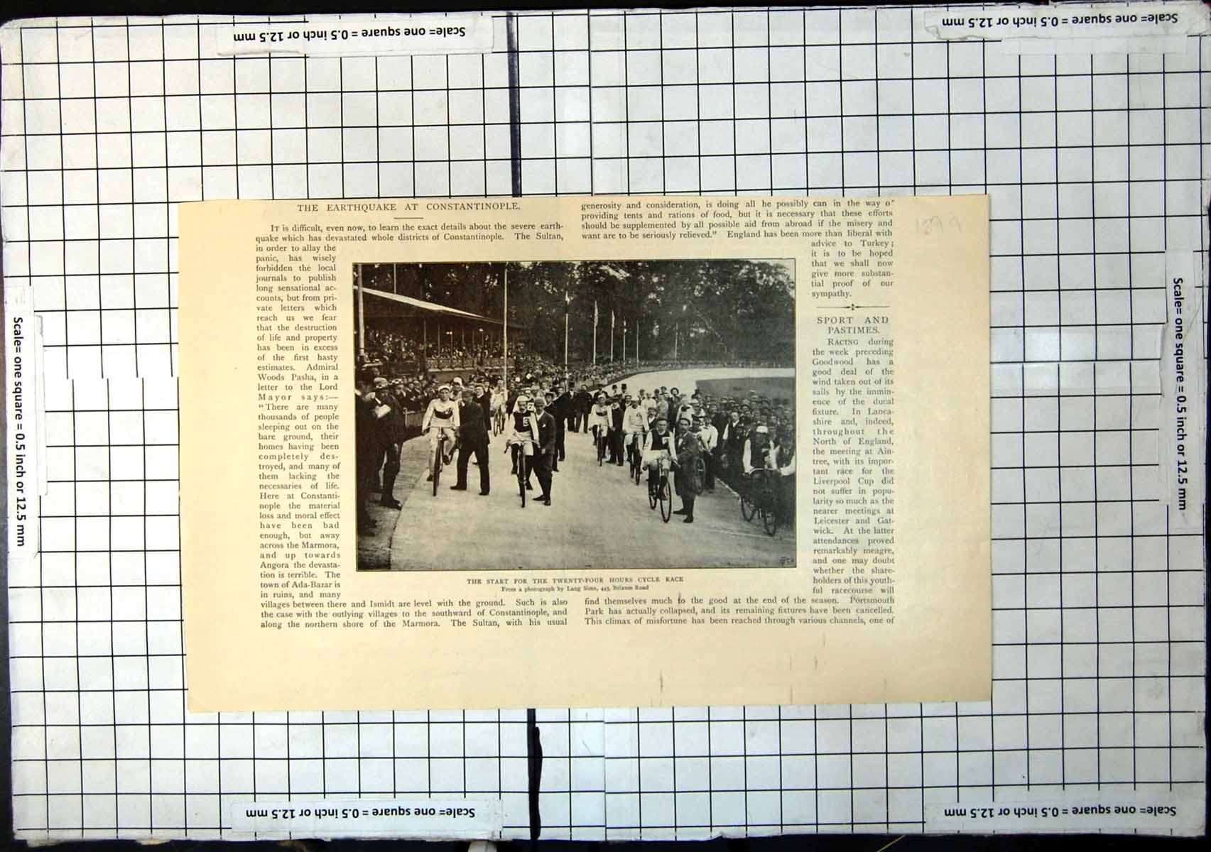 Old Antique Print Start For 24 Hour Cycle Race Bicycles Spectators 1894