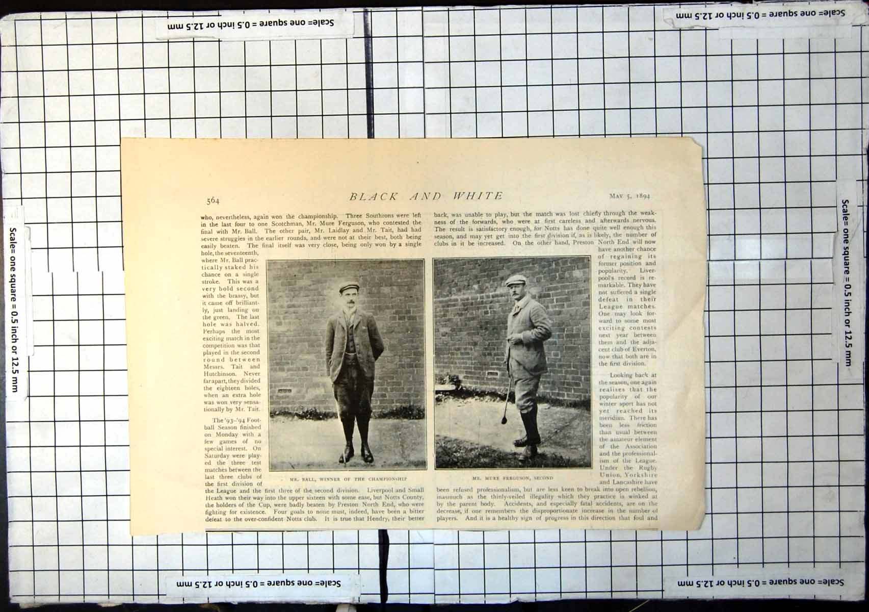 Antique Print Mr Ball Winner Championship Mr Mure Ferguson Second Golf 1894