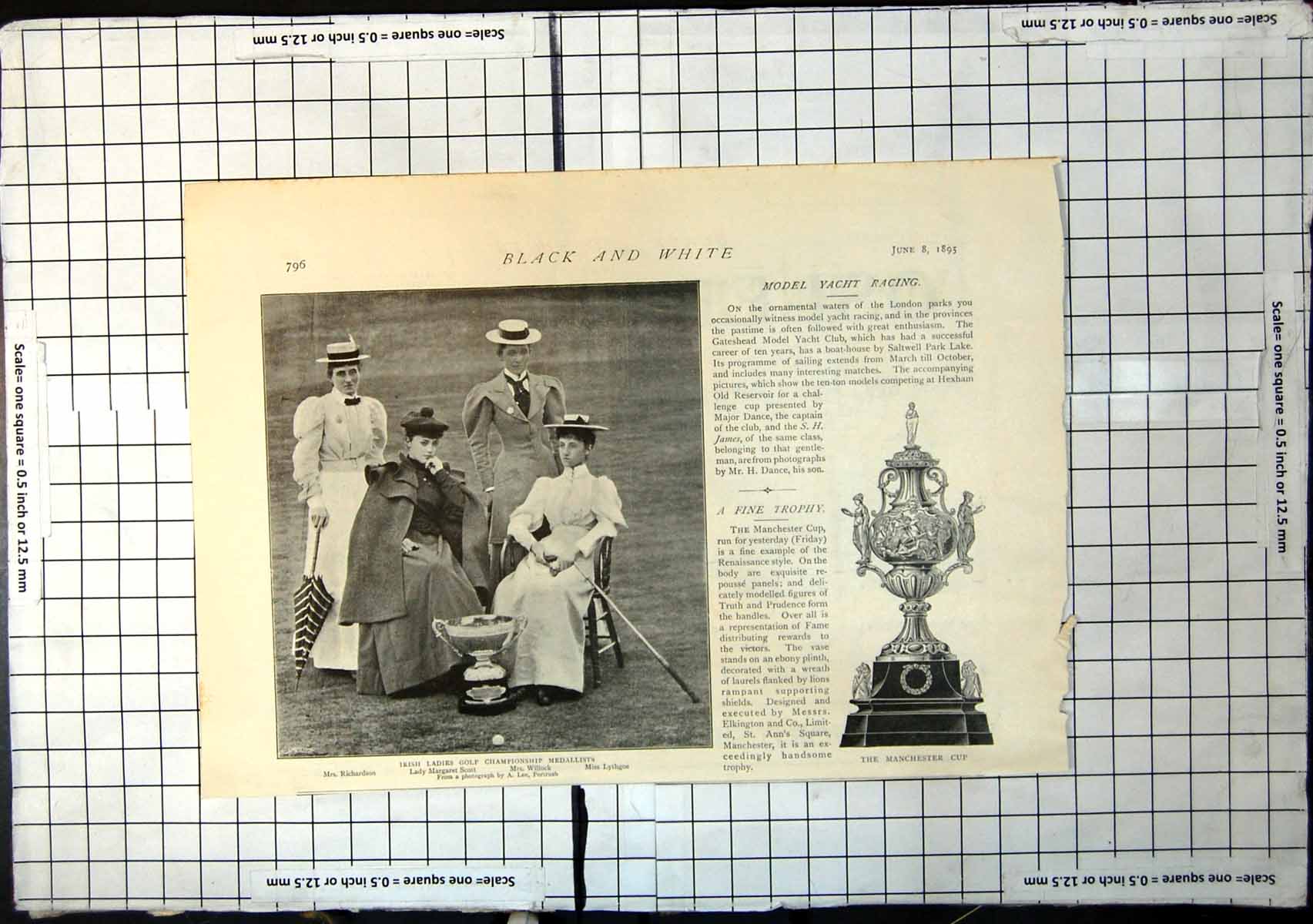 Old Print Irish Ladies Golf Championship Medallists Richardson Scott 1895 19th