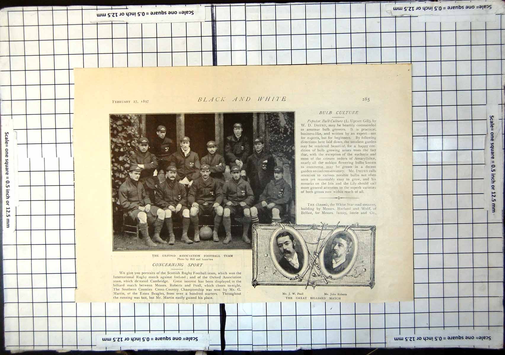 Antique Print Oxford Association Football Team Peall Roberts Billiards 1897