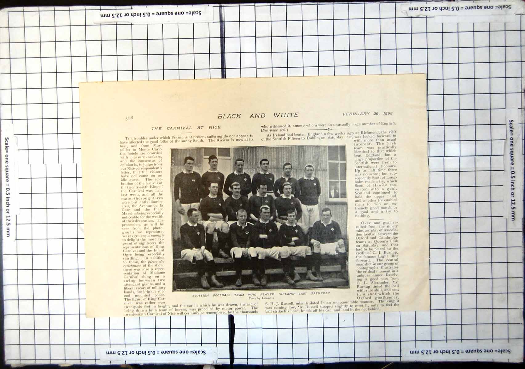 Old Antique Print Scottish Football Team Who Played Ireland Seated 1898 19th