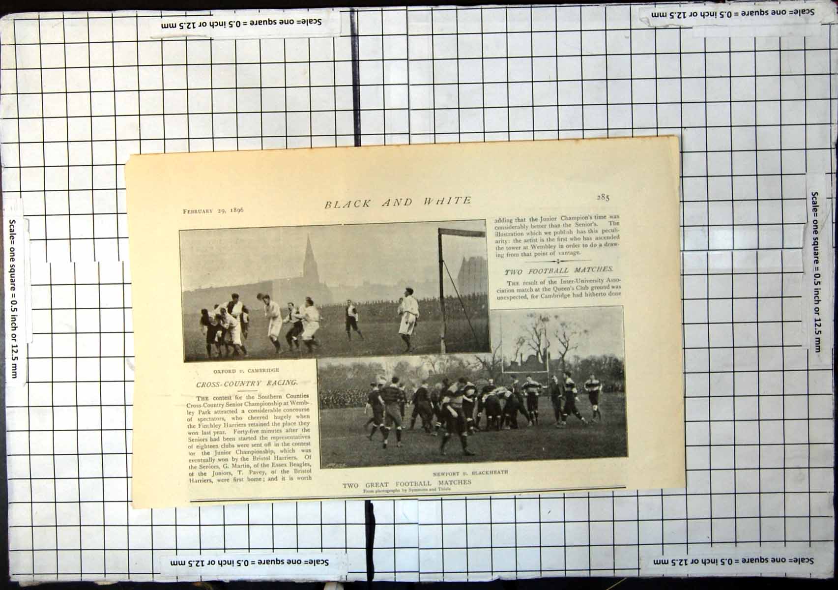 Antique Print Oxford V Cambridge Newport V Blackheath Football Matches 1896