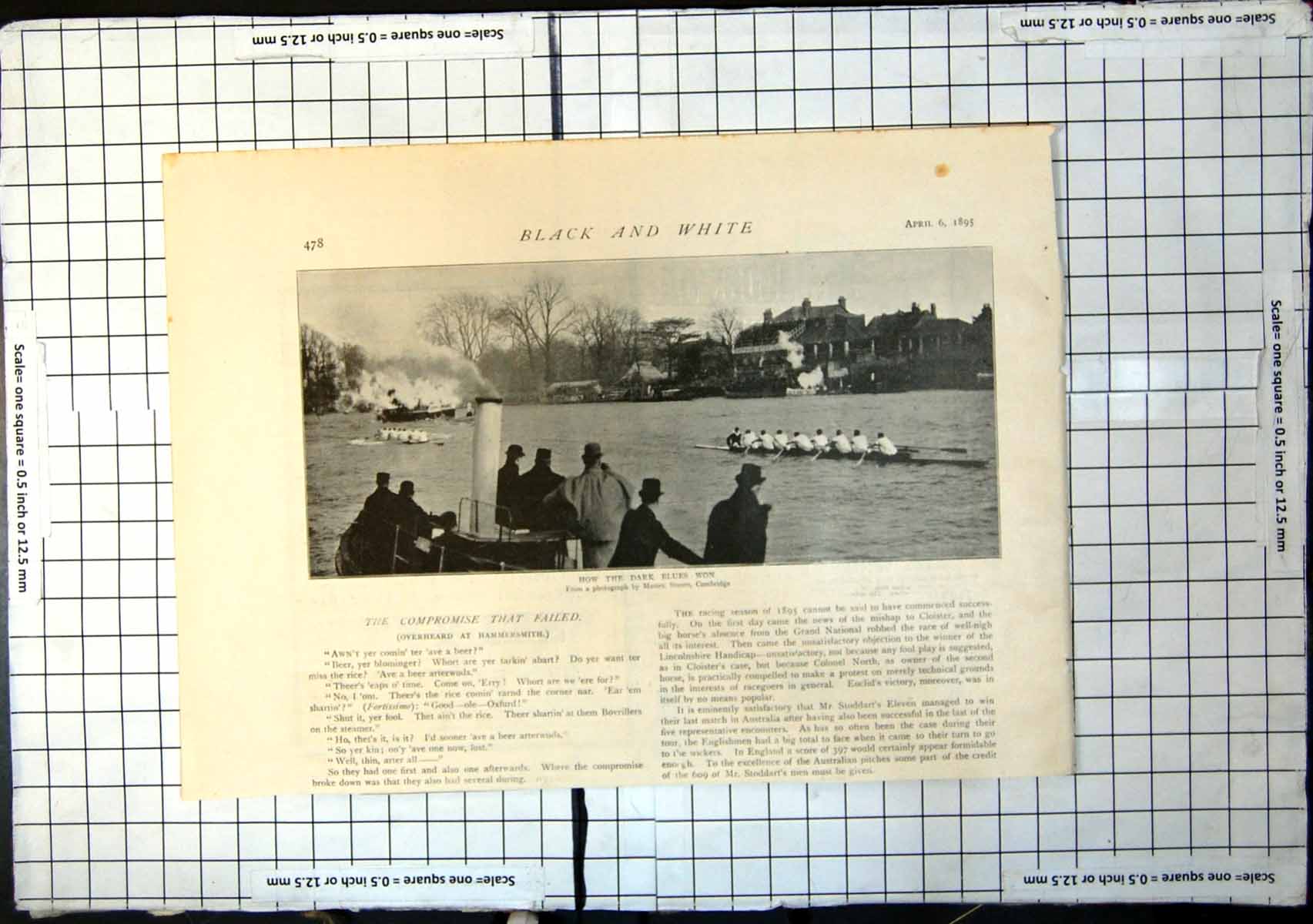 Old Antique Print Dark Blues Oxford Winning At Boat Race Cambridge 1895 19th