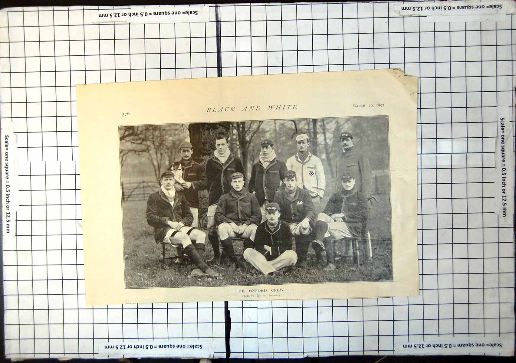 Original Old Antique Print The Oxford Crew Boat Race Seated Woodland 1897 19th