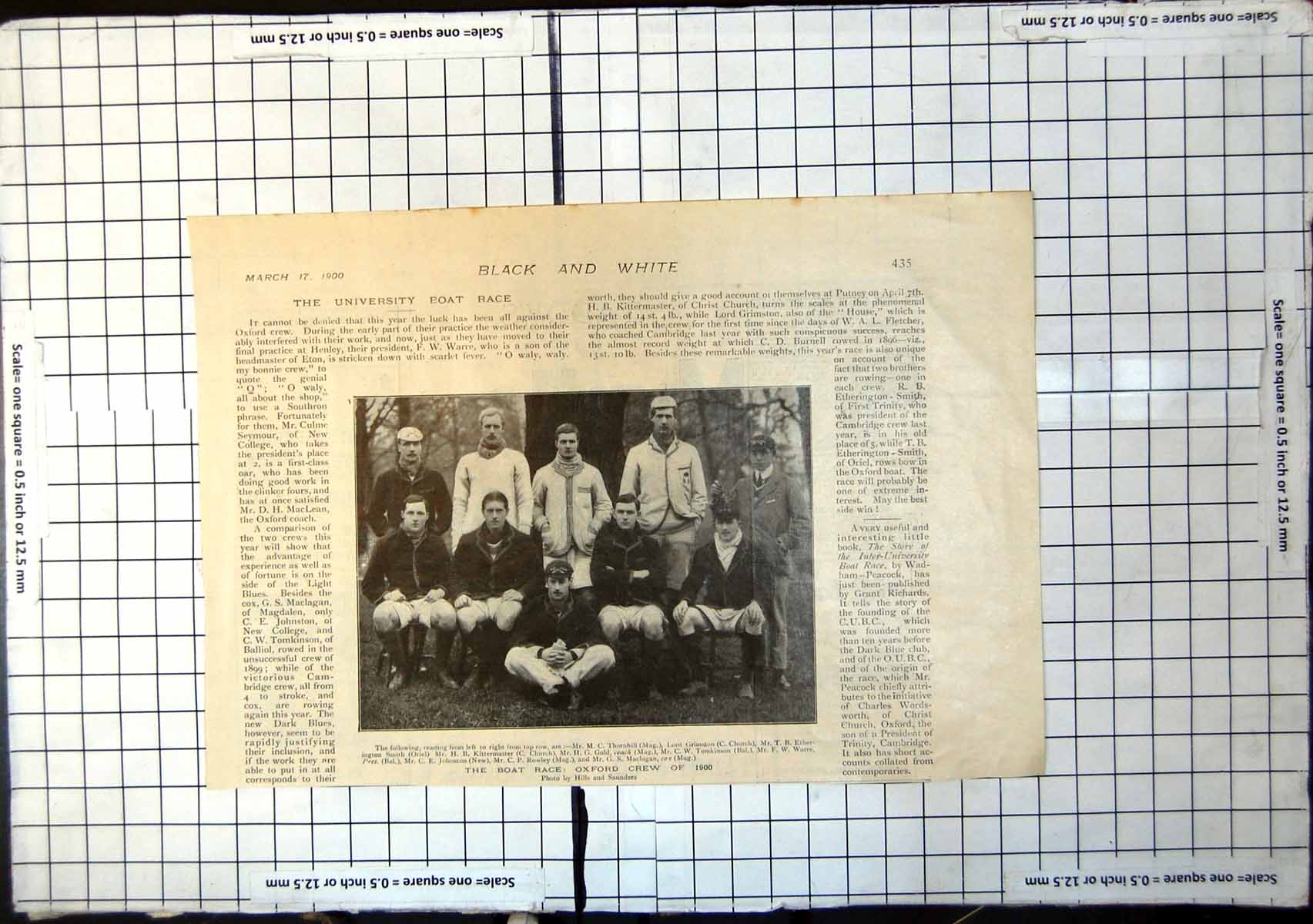 Original Old Antique Print The Boat Race Oxford Crew Seated Woodland 1900 20th