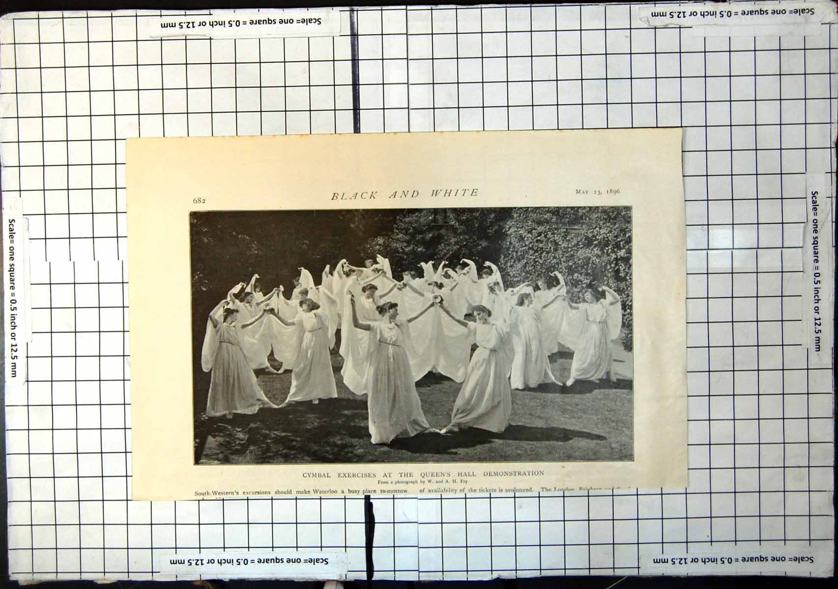 Antique Old Print Cymbal Exercises Outdoors Queen'S Hall Demonstration 1896
