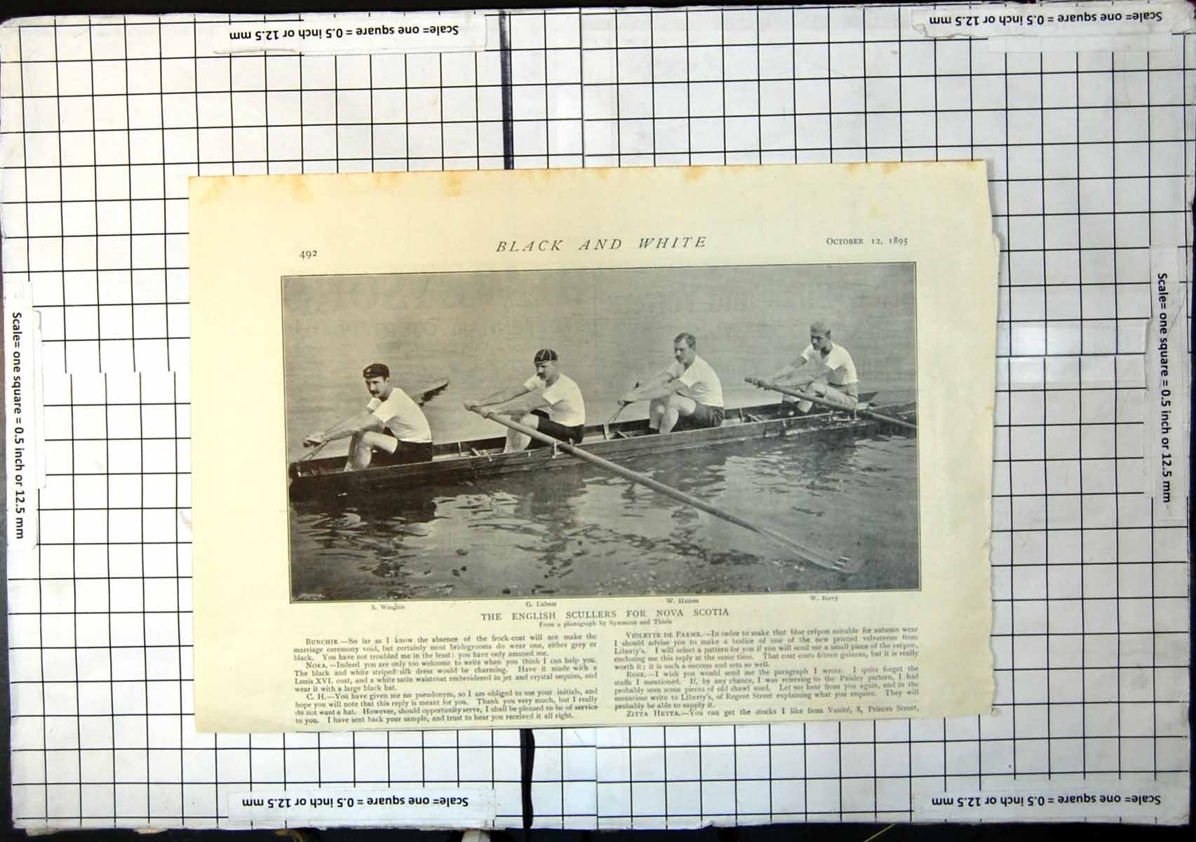 Antique Print English Scullers Nova Scotia Wingate Dubear Haines Barry 1895