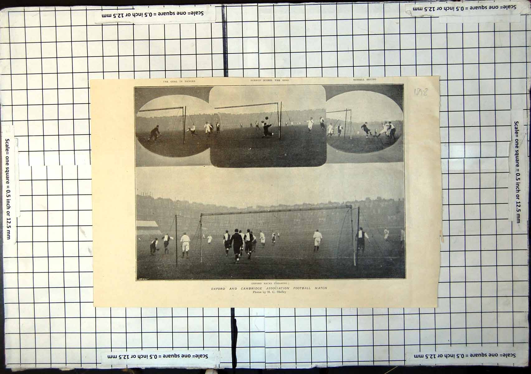 Original Old Antique Print Oxford And Cambridge Association Football Match 1898