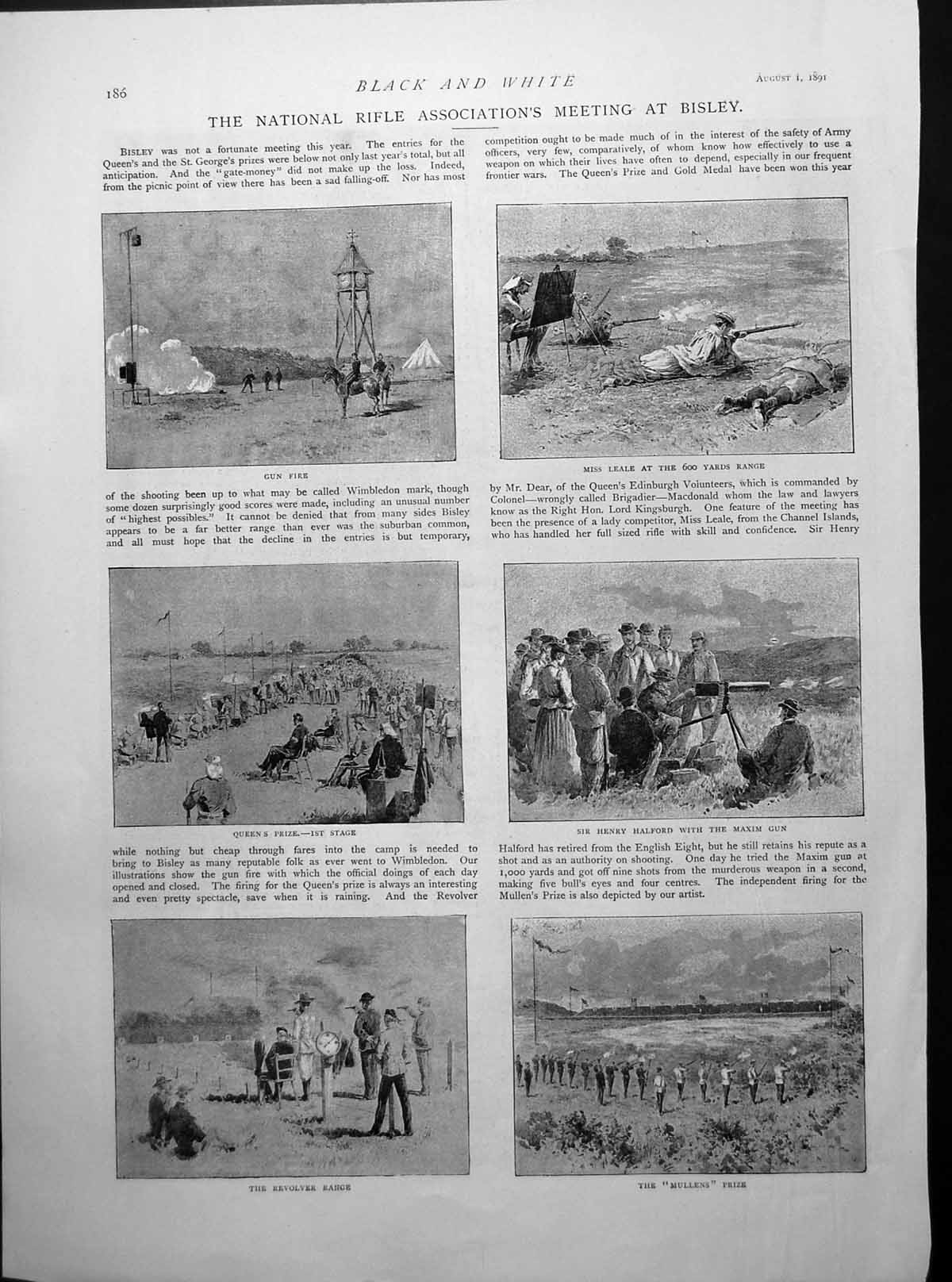 Antique Print National Rifle Association Meeting Bisley Scenes Ranges 1891 19th