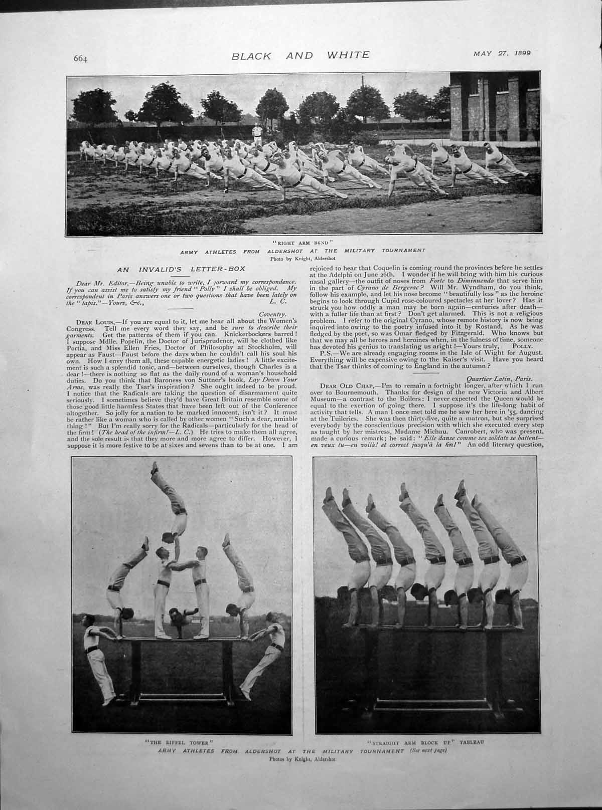 Old Print Army Athletes Aldershot Military Tournament Parallel Bars 1899 19th