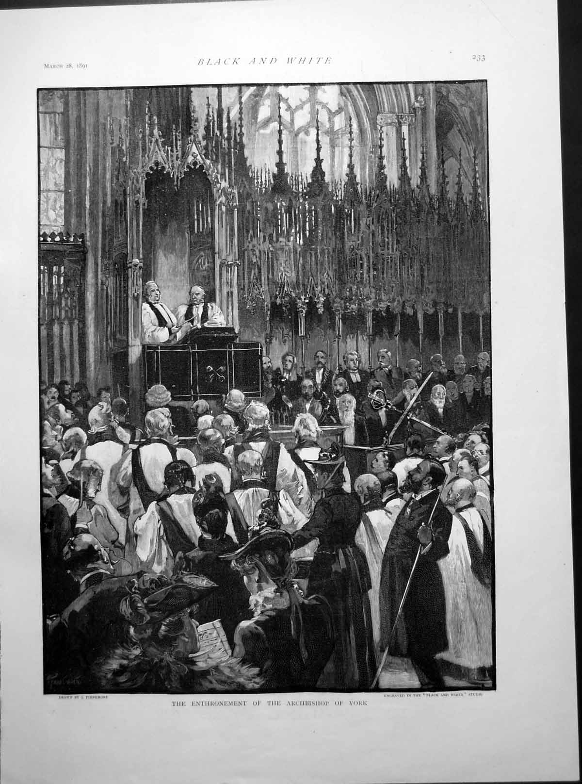 Antique Print Enthronement Archbishop York Oxford Cambridge Boat Race 1891