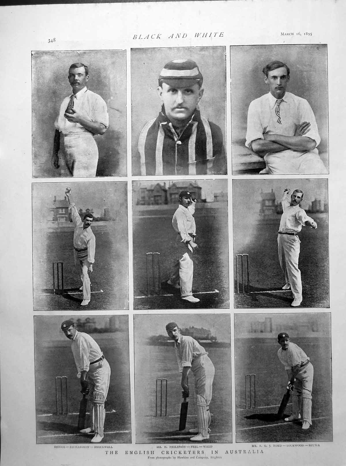 Old Print English Cricketers Australia G Giffen Captain Australian 1895 19th