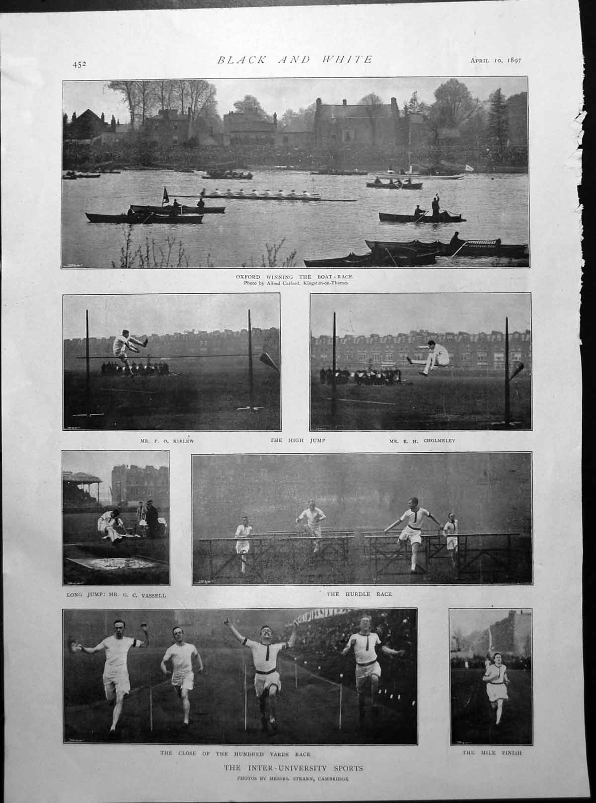 Old Inter-University Sports Boat Race Sketch Big Boer Little Boor 1897 19th