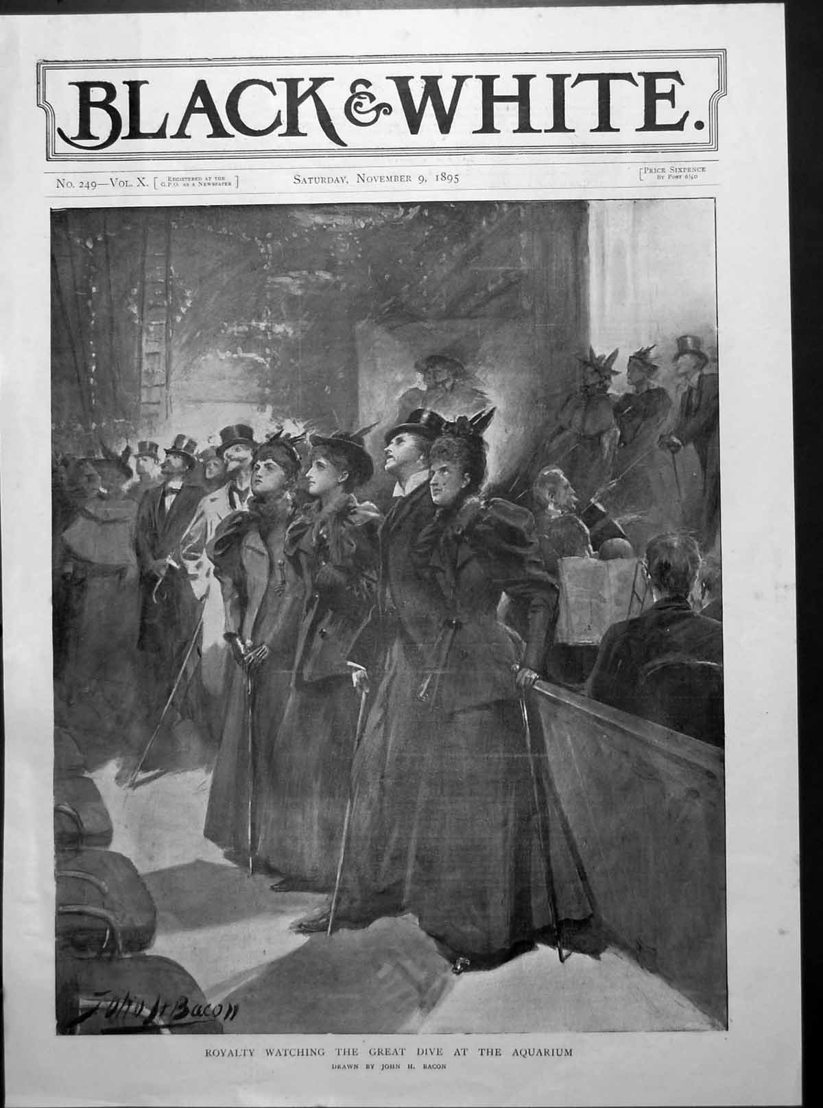 Antique Print Royalty Aquarium Empress All The Russias In State Dress 1895
