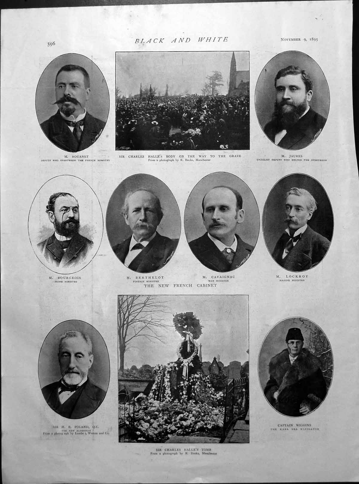Old Print Charles Halle'S Tomb Portraits Heaviest Salmon Caught Fly 1895 19th