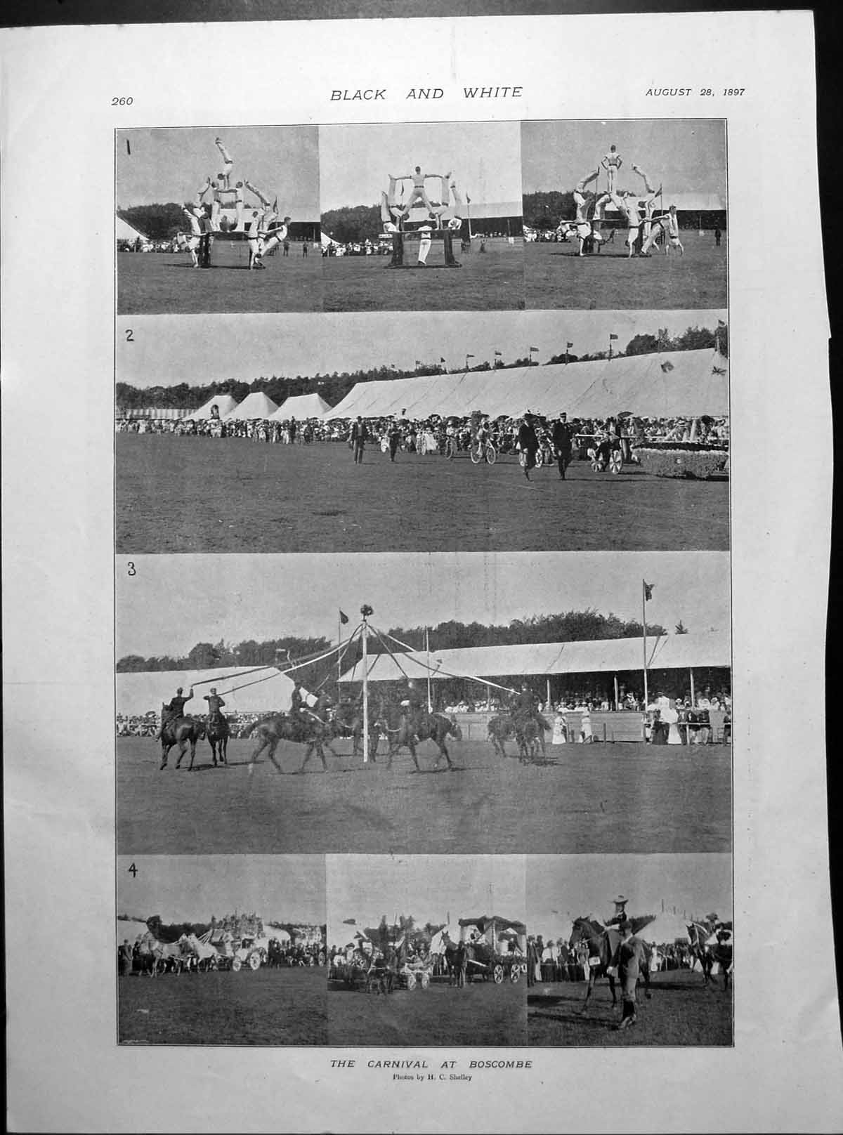Antique Old Print Carnival Boscombe Horses Illuminations Kingstown Bay 1897