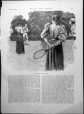 Old Print Mixed Double Lawn Tennis Gentleman'S Pipe After The Match 1893 19th