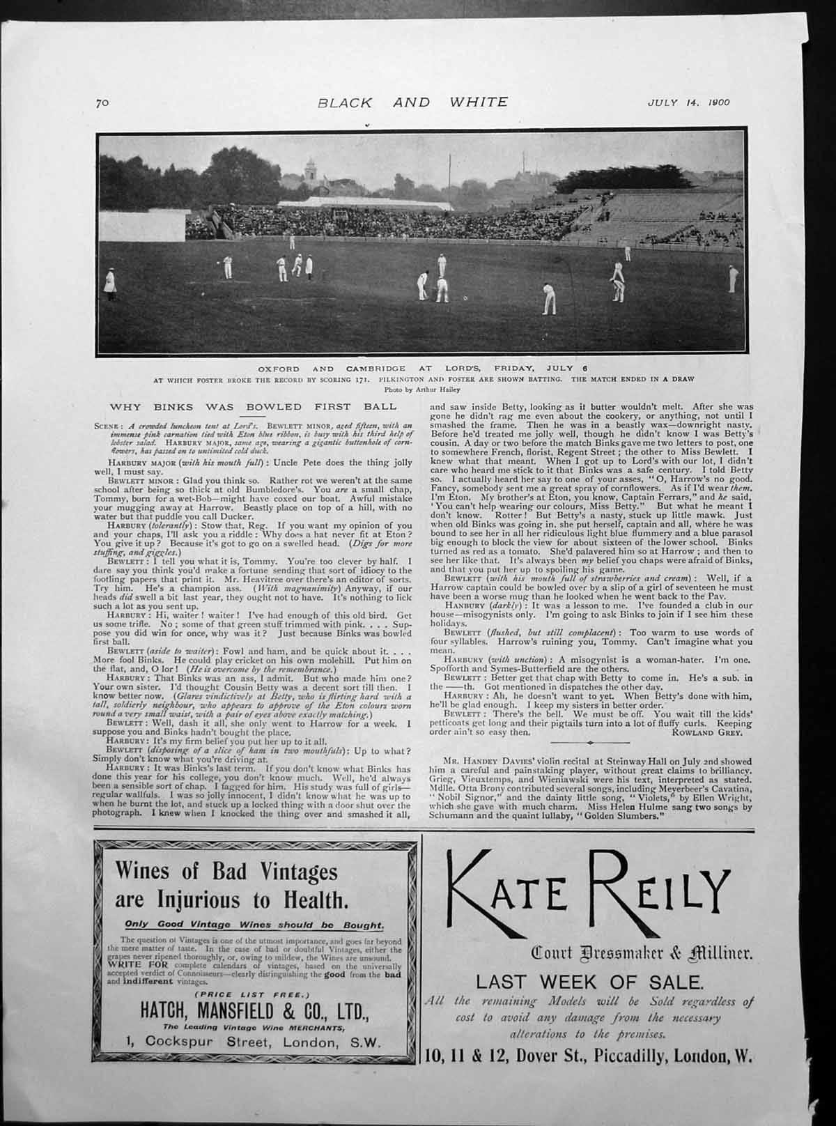 Antique Print Oxford Cambridge Lords Cricket Mappin & Webb Silverware 1900
