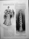 Antique Old Print Dress Eton Eight New Blouse Gertie'S Bathing Dress 1894 19th