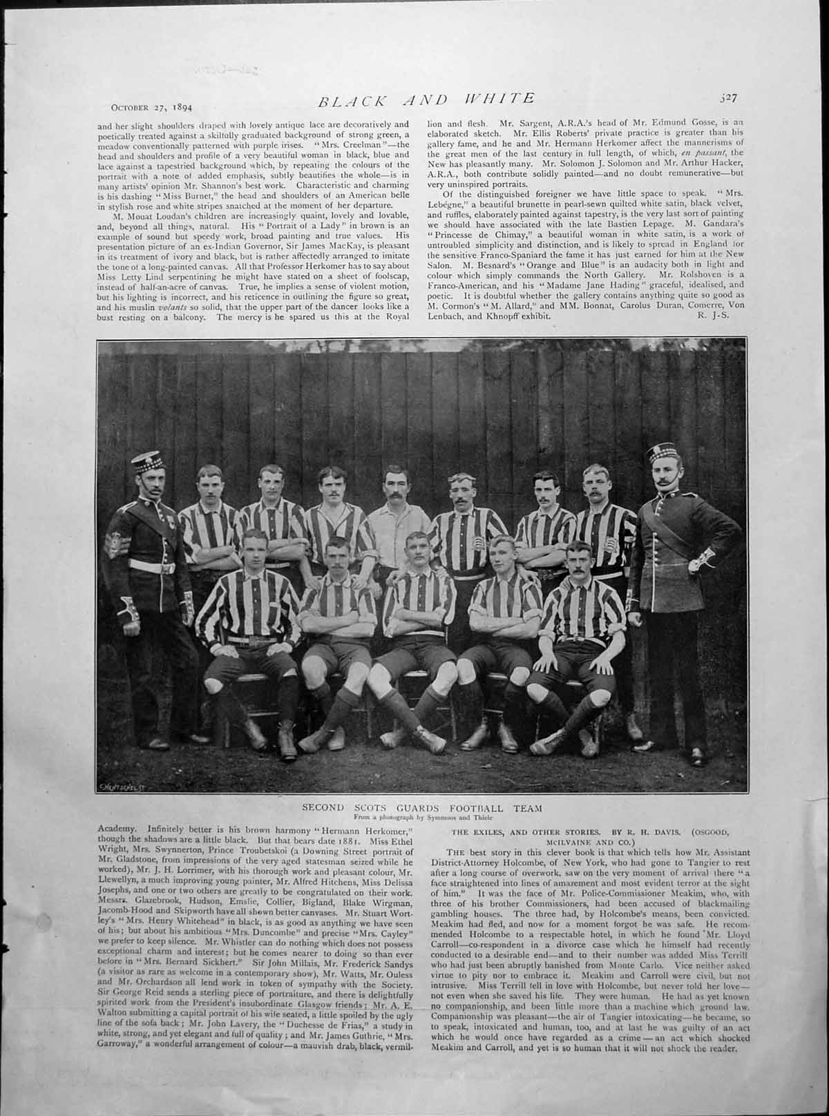 Original Old Antique Print Second Scots Guards Football Team Seated 1894 19th