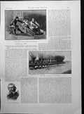 Antique Old Print Clare Boat House Cambridge First Principles Lent Races 1891